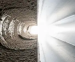 air duct cleaning services showing interior duct system inspection and cleaning in Rochester, NY